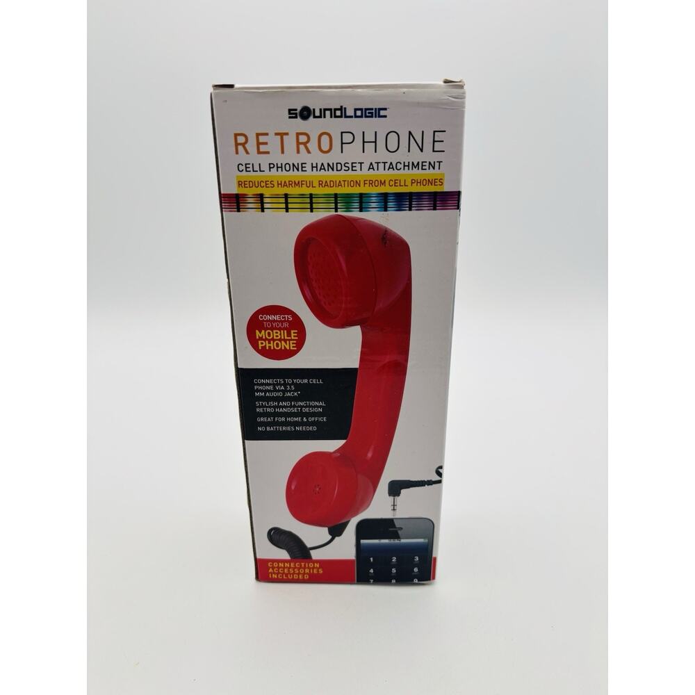 SoundLogic Cell Phone Handset Attachment, Purple Retro Cell Phone Plug In Phone
